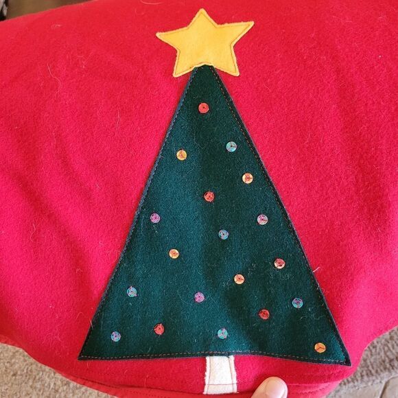 Wool Christmas Tree Skirt with Applied Traditional Christmas Decorations - Picture 6 of 12